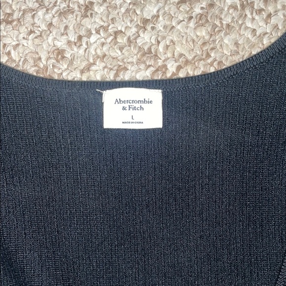 Abercrombie & Fitch Black square neck Ribbed Long Sleeve sweater top - Picture 3 of 5